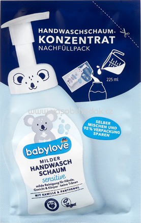 Babylove Handwaschschaum mild Konzentrat sensitive, Nachfüllpack, 25 ml
