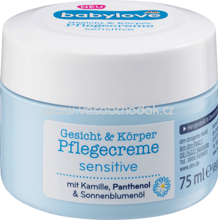 Babylove Gesicht & Körper Pflegecreme Sensitive, 75 ml