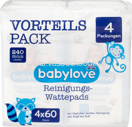 Babylove Reinigungs-Wattepads 4x60 Stück, 240 St