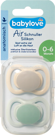 Babylove Schnuller Air Silikon anatomisch, braun/grün, Gr.1, 0-6 Monate, 2 St