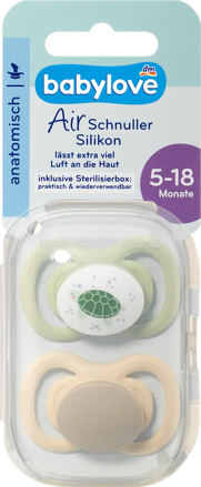 Babylove Schnuller Air Silikon anatomisch, braun/grün, Gr.2, 5-18 Monate, 2 St
