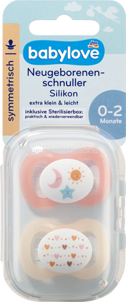 Babylove Schnuller für Neugeborene symmetrisch, Silikon, peach/creme, 0-2 Monate, 2 St