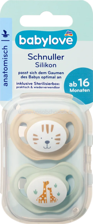 babylove Schnuller Silikon anatomisch, beige/mint, Gr. 3, ab 16 Monaten, 2 St