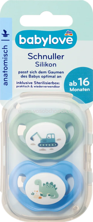 babylove Schnuller Silikon anatomisch, mint/blau, Gr. 3, ab 16 Monaten, 2 St