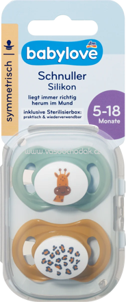 Babylove Schnuller Silikon symmetrisch, ocker/mint, 5-18 Monate, 2 St