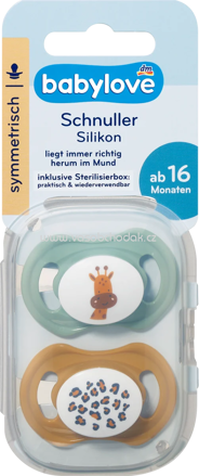 Babylove Schnuller Silikon symmetrisch, ocker/mint, ab 16 Monaten, 2 St