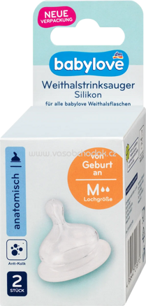 Babylove Trinksauger Weithals Silikon, Gr. M, anatomisch, Universalgröße, von Geburt an, 2 St