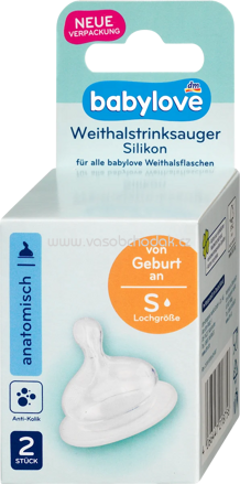 Babylove Trinksauger Weithals Silikon, Gr. S, anatomisch, Universalgröße, von Geburt an, 2 St