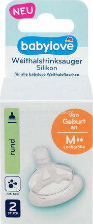 Babylove Trinksauger Weithals Silikon rund Universalgröße M, von Geburt an, 2 St