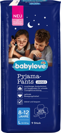 Babylove Pyjama Pants Gr. L, 8-12 Jahre, 24-50 kg, 9 St
