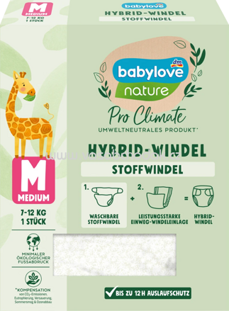Babylove Stoffwindel nature Pro Climate Hybrid, Motiv Blume, Gr. M (7-12 kg), 1 St