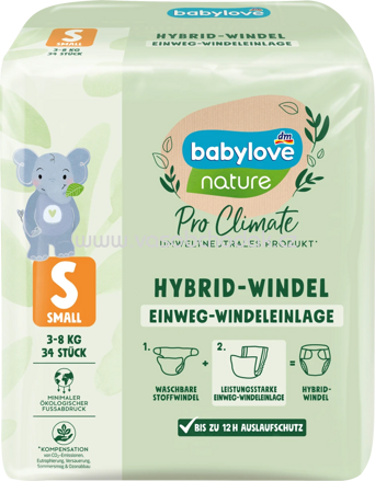 Babylove Windeleinlage nature Pro Climate Hybrid Einweg Gr. S, 3-8 kg, 34 St