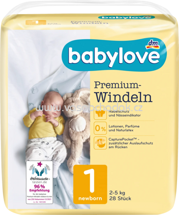 Babylove Windeln Premium Gr. 1, Newborn, 2-5 kg, 28 St