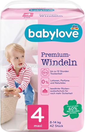 Babylove Windeln Premium Gr. 4, Maxi, 8-14 kg, 42 St