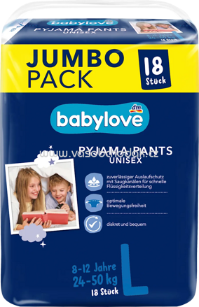 Babylove Pyjama Pants Gr. L Jumbopack, 8-12 Jahre, 24-50 kg, 18 St