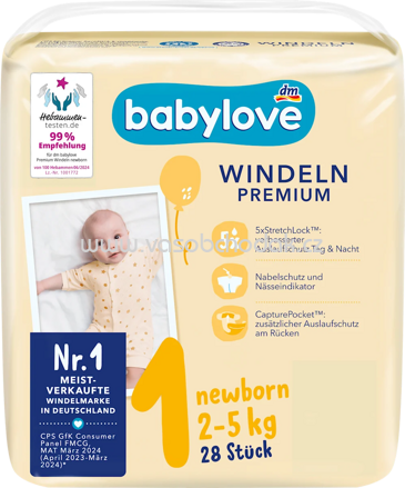 Babylove Windeln Premium Gr. 1 Newborn, 2-5 kg, 28 St