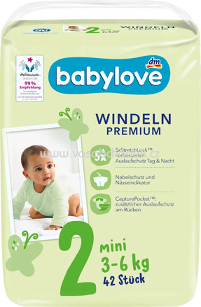Babylove Windeln Premium Gr. 2 Mini, 3-6 kg, 42 St