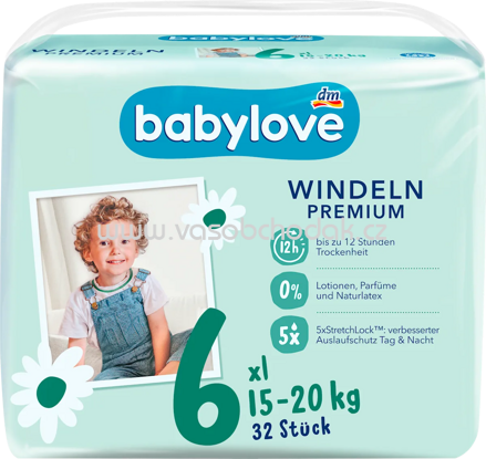 Babylove Windeln Premium Gr. 6, XL, 15-20 kg, 32 St