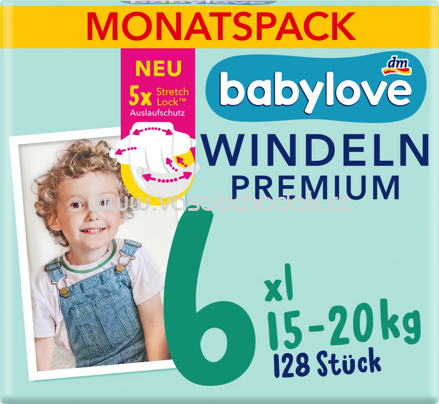 Babylove Windeln Premium Gr. 6, XL, 15-20 kg, Monatspack, 128 St