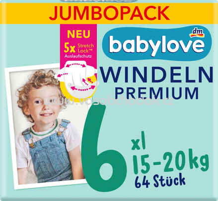 Babylove Windeln Premium Gr. 6 XL, 15-20 kg, Jumbo Pack, 64 St