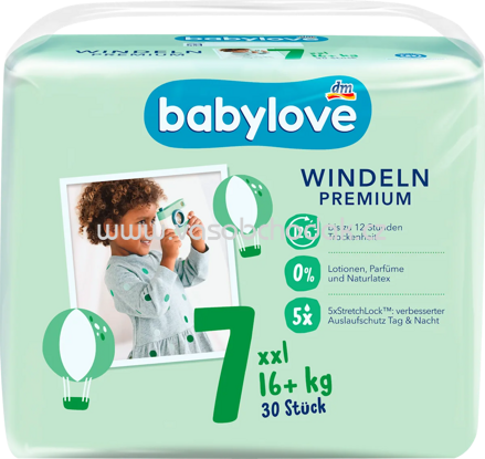 Babylove Windeln Premium Gr. 7 XXL 16+ kg, 30 St
