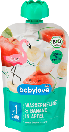 Babylove Quetschbeutel Wassermelone & Banane in Apfel, ab 1 Jahr, 100g