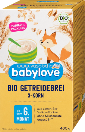 Babylove Bio Getreidebrei 3-Korn, ab dem 6. Monat, 400g