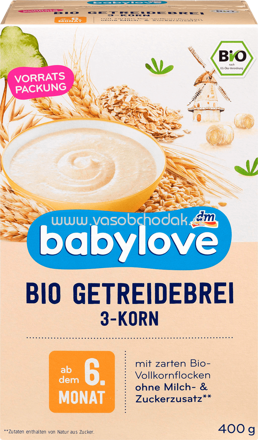 Babylove Bio Getreidebrei 3-Korn, ab dem 6. Monat, 400g