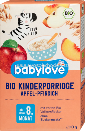 Babylove Bio Kinderporridge Apfel-Pfirsich, ab dem 8. Monat, 200g