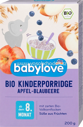 Babylove Bio Kinderporridge Apfel-Blaubeere, ab dem 8. Monat, 200g