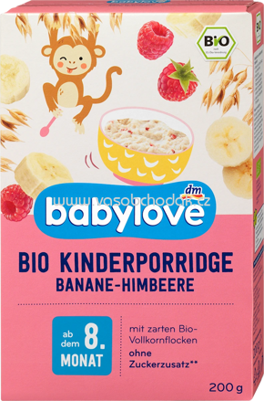 Babylove Bio Kinderporridge Banane & Himbeere, ab dem 8. Monat, 200g