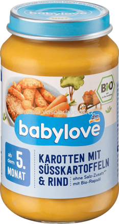 Babylove Karotten mit Süßkartoffeln und Rind, nach dem 5. Monat, 190g