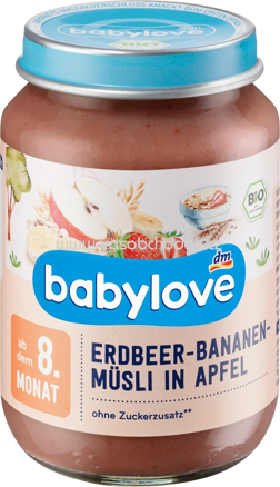 Babylove Erdbeer Bananen Müsli in Apfel, ab 8. Monat, 190g