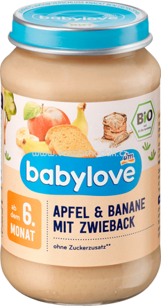 Babylove Apfel & Banane mit Zwieback, ab dem 6. Monat, 190g