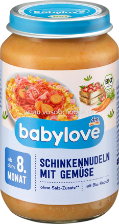 Babylove Schinkennudeln mit Gemüse, ab 8 Monaten, 220g