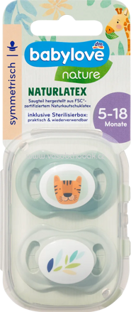 Babylove nature Schnuller Latex, symmetisch, grün/mint, 5-18 Monate, 2 St
