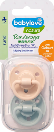Babylove nature Schnuller Latex Gr 1, beige/mint, von Geburt an, 2 St