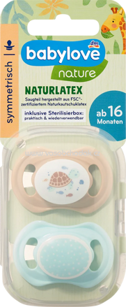 Babylove nature Schnuller Latex symmetrisch, braun/mint, ab 16 Monaten, 2 St