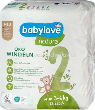 Babylove nature Windeln Gr. 2 mini, 3-6 kg, 28 St