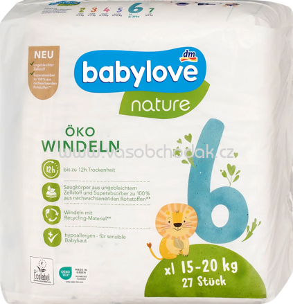 Babylove nature Windeln Gr. 6 XL, 15-20 kg, 27 St