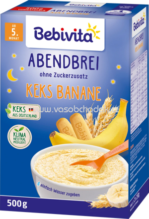 Bebivita Milchbrei Abendbrei Keks-Banane, ab dem 5. Monat, 500g