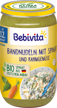 Bebivita Bandnudeln mit Spinat und Rahmgemüse ab dem 12. Monat, 250g