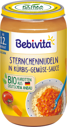 Bebivita Sternchennudeln in Tomaten-Kürbis-Sauce, ab dem 12. Monat, 250g