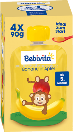 Bebivita Quetschbeutel Banane in Apfel, ab dem 5 Monat, 4x90g, 0,36kg