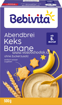 Bebivita Milchbrei Abendbrei Keks-Banane, ab dem 5. Monat, 500g