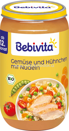 Bebivita Gemüse und Hühnchen mit Nudeln, ab dem 12. Monat, 250g