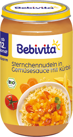 Bebivita Sternchennudeln in Gemüsesauce mit Kürbis, ab dem 12. Monat, 250g
