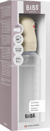 BIBS Babyflasche Silikon creme, von Geburt an, 270 ml, 1 St