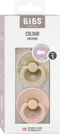 BIBS Schnuller Colour Latex rund, vanille/rosa, Gr. 1, 0-6 Monate, 2 St