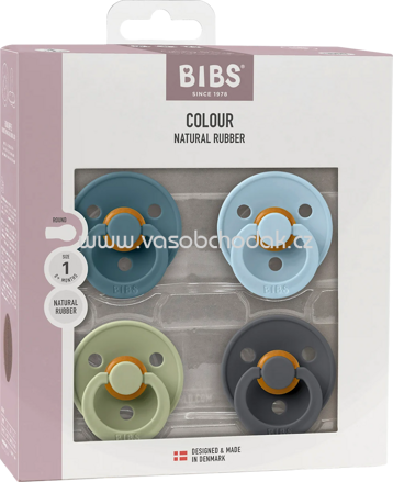 BIBS Schnuller Latex Colour blau/grün/anthrazit, Gr. 1, von Geburt an, 4 St